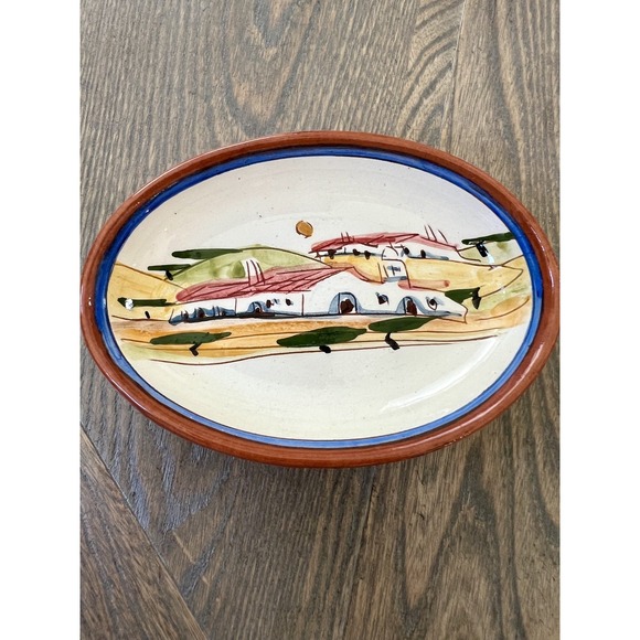 Vtg Hand-painted Signed Floral Art Pottery Plate Olaria S Perdro Corval Portugal - Picture 3 of 10